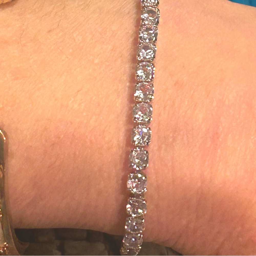 Elegant Moissanite Tennis Sterling Silver Bracelet - Picture 7 of 11